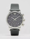 Buy Shop Emporio Armani Luigi Chronograph Quartz Grey Dial Grey Leather Strap Watch For Men - AR1735 USA Online