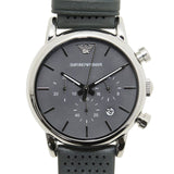 Buy Shop Emporio Armani Luigi Chronograph Quartz Grey Dial Grey Leather Strap Watch For Men - AR1735 USA Online