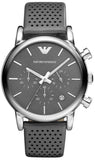 Buy Shop Emporio Armani Luigi Chronograph Quartz Grey Dial Grey Leather Strap Watch For Men - AR1735 USA Online