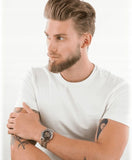 Buy Shop Emporio Armani Luigi Chronograph Skeleton Blue Dial Silver Steel Strap Watch For Men - AR60036 USA Online