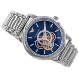 Buy Shop Emporio Armani Luigi Chronograph Skeleton Blue Dial Silver Steel Strap Watch For Men - AR60036 USA Online