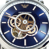 Buy Shop Emporio Armani Luigi Chronograph Skeleton Blue Dial Silver Steel Strap Watch For Men - AR60036 USA Online