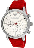 Buy Shop Emporio Armani Luigi Chronograph White Dial Red Rubber Strap Watch For Men - AR11021 USA Online