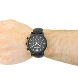 Buy Shop Emporio Armani Luigi Chronohraph Black Dial Black Leather Strap Watch For Men - AR1970 USA Online