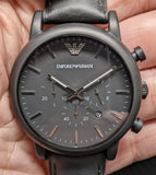Buy Shop Emporio Armani Luigi Chronohraph Black Dial Black Leather Strap Watch For Men - AR1970 USA Online