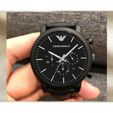 Buy Shop Emporio Armani Luigi Chronohraph Black Dial Black Leather Strap Watch For Men - AR1970 USA Online