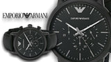Buy Shop Emporio Armani Luigi Chronohraph Black Dial Black Leather Strap Watch For Men - AR1970 USA Online