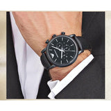 Buy Shop Emporio Armani Luigi Chronohraph Black Dial Black Leather Strap Watch For Men - AR1970 USA Online