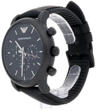Buy Shop Emporio Armani Luigi Chronohraph Black Dial Black Leather Strap Watch For Men - AR1970 USA Online