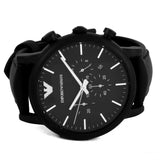 Buy Shop Emporio Armani Luigi Chronohraph Black Dial Black Leather Strap Watch For Men - AR1970 USA Online