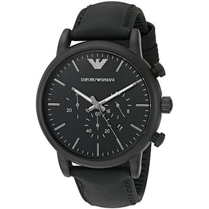 Buy Shop Emporio Armani Luigi Chronohraph Black Dial Black Leather Strap Watch For Men - AR1970 USA Online