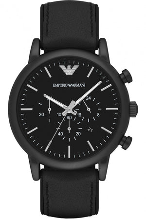 Buy Shop Emporio Armani Luigi Chronohraph Black Dial Black Leather Strap Watch For Men - AR1970 USA Online