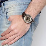 Buy Shop Emporio Armani Luigi Meccanico Brown Dial Brown Leather Strap Watch For Men - AR1982 USA Online