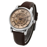 Buy Shop Emporio Armani Luigi Meccanico Brown Dial Brown Leather Strap Watch For Men - AR1982 USA Online