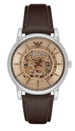Buy Shop Emporio Armani Luigi Meccanico Brown Dial Brown Leather Strap Watch For Men - AR1982 USA Online