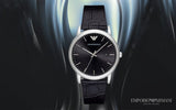 Buy Shop Emporio Armani Luigi Quartz Black Dial Black Leather Strap Watch For Men - AR2500 USA Online
