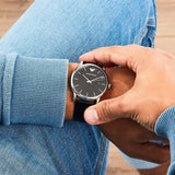 Buy Shop Emporio Armani Luigi Quartz Black Dial Black Leather Strap Watch For Men - AR2500 USA Online