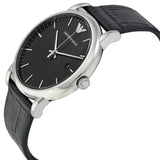 Buy Shop Emporio Armani Luigi Quartz Black Dial Black Leather Strap Watch For Men - AR2500 USA Online