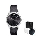 Buy Shop Emporio Armani Luigi Quartz Black Dial Black Leather Strap Watch For Men - AR2500 USA Online