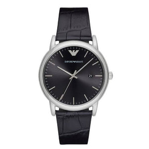 Buy Shop Emporio Armani Luigi Quartz Black Dial Black Leather Strap Watch For Men - AR2500 USA Online