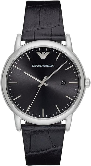 Buy Shop Emporio Armani Luigi Quartz Black Dial Black Leather Strap Watch For Men - AR2500 USA Online