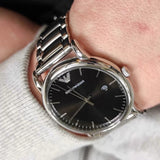 Buy Shop Emporio Armani Luigi Quartz Black Dial Silver Steel Strap Watch For Men - AR2499 USA Online
