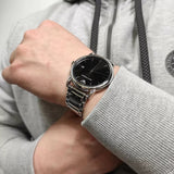 Buy Shop Emporio Armani Luigi Quartz Black Dial Silver Steel Strap Watch For Men - AR2499 USA Online
