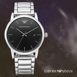 Buy Shop Emporio Armani Luigi Quartz Black Dial Silver Steel Strap Watch For Men - AR2499 USA Online