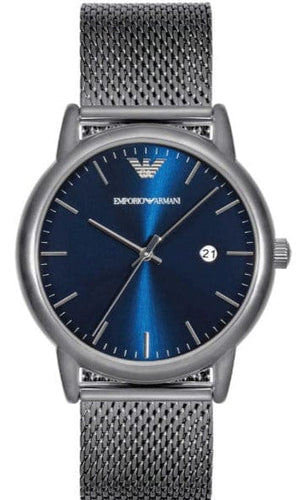 Buy Shop Emporio Armani Luigi Quartz Blue Dial Grey Mesh Bracelet Watch For Men - AR11053 USA Online