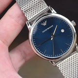 Buy Shop Emporio Armani Luigi Quartz Blue Dial Silver Mesh Bracelet Watch For Men - AR11230 USA Online