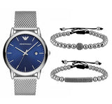 Buy Shop Emporio Armani Luigi Quartz Blue Dial Silver Mesh Bracelet Watch For Men - AR11230 USA Online