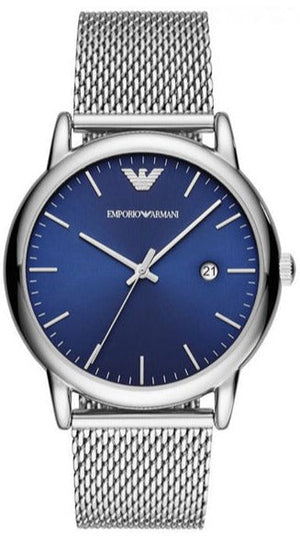 Buy Shop Emporio Armani Luigi Quartz Blue Dial Silver Mesh Bracelet Watch For Men - AR11230 USA Online