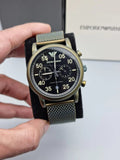 Buy Shop Emporio Armani Luigi Quartz Chronograph Black Dial Green Mesh Bracelet Watch For Men - AR11115 USA Online