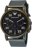 Buy Shop Emporio Armani Luigi Quartz Chronograph Black Dial Green Mesh Bracelet Watch For Men - AR11115 USA Online