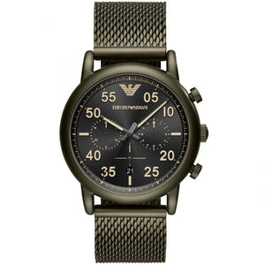Buy Shop Emporio Armani Luigi Quartz Chronograph Black Dial Green Mesh Bracelet Watch For Men - AR11115 USA Online