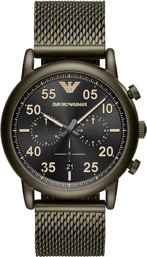 Buy Shop Emporio Armani Luigi Quartz Chronograph Black Dial Green Mesh Bracelet Watch For Men - AR11115 USA Online