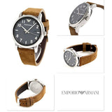 Buy Shop Emporio Armani Luigi Quartz Gray Dial Brown Leather Strap Watch For Men - AR11070 USA Online