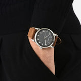 Buy Shop Emporio Armani Luigi Quartz Gray Dial Brown Leather Strap Watch For Men - AR11070 USA Online