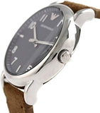 Buy Shop Emporio Armani Luigi Quartz Gray Dial Brown Leather Strap Watch For Men - AR11070 USA Online