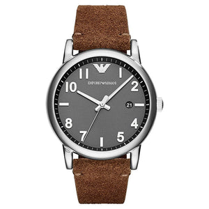 Buy Shop Emporio Armani Luigi Quartz Gray Dial Brown Leather Strap Watch For Men - AR11070 USA Online