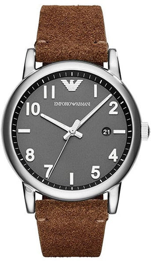 Buy Shop Emporio Armani Luigi Quartz Gray Dial Brown Leather Strap Watch For Men - AR11070 USA Online