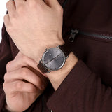 Buy Shop Emporio Armani Luigi Quartz Gray Dial Brown Leather Strap Watch For Men - AR1996 USA Online