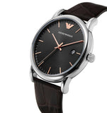 Buy Shop Emporio Armani Luigi Quartz Gray Dial Brown Leather Strap Watch For Men - AR1996 USA Online