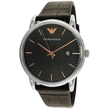 Buy Shop Emporio Armani Luigi Quartz Gray Dial Brown Leather Strap Watch For Men - AR1996 USA Online