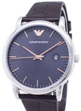 Buy Shop Emporio Armani Luigi Quartz Gray Dial Brown Leather Strap Watch For Men - AR1996 USA Online
