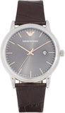 Buy Shop Emporio Armani Luigi Quartz Gray Dial Brown Leather Strap Watch For Men - AR1996 USA Online