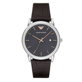 Buy Shop Emporio Armani Luigi Quartz Gray Dial Brown Leather Strap Watch For Men - AR1996 USA Online