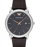 Buy Shop Emporio Armani Luigi Quartz Gray Dial Brown Leather Strap Watch For Men - AR1996 USA Online