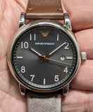 Buy Shop Emporio Armani Luigi Quartz Grey Dial Brown Leather Strap Watch For Men - AR11175 USA Online