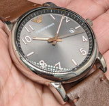 Buy Shop Emporio Armani Luigi Quartz Grey Dial Brown Leather Strap Watch For Men - AR11175 USA Online